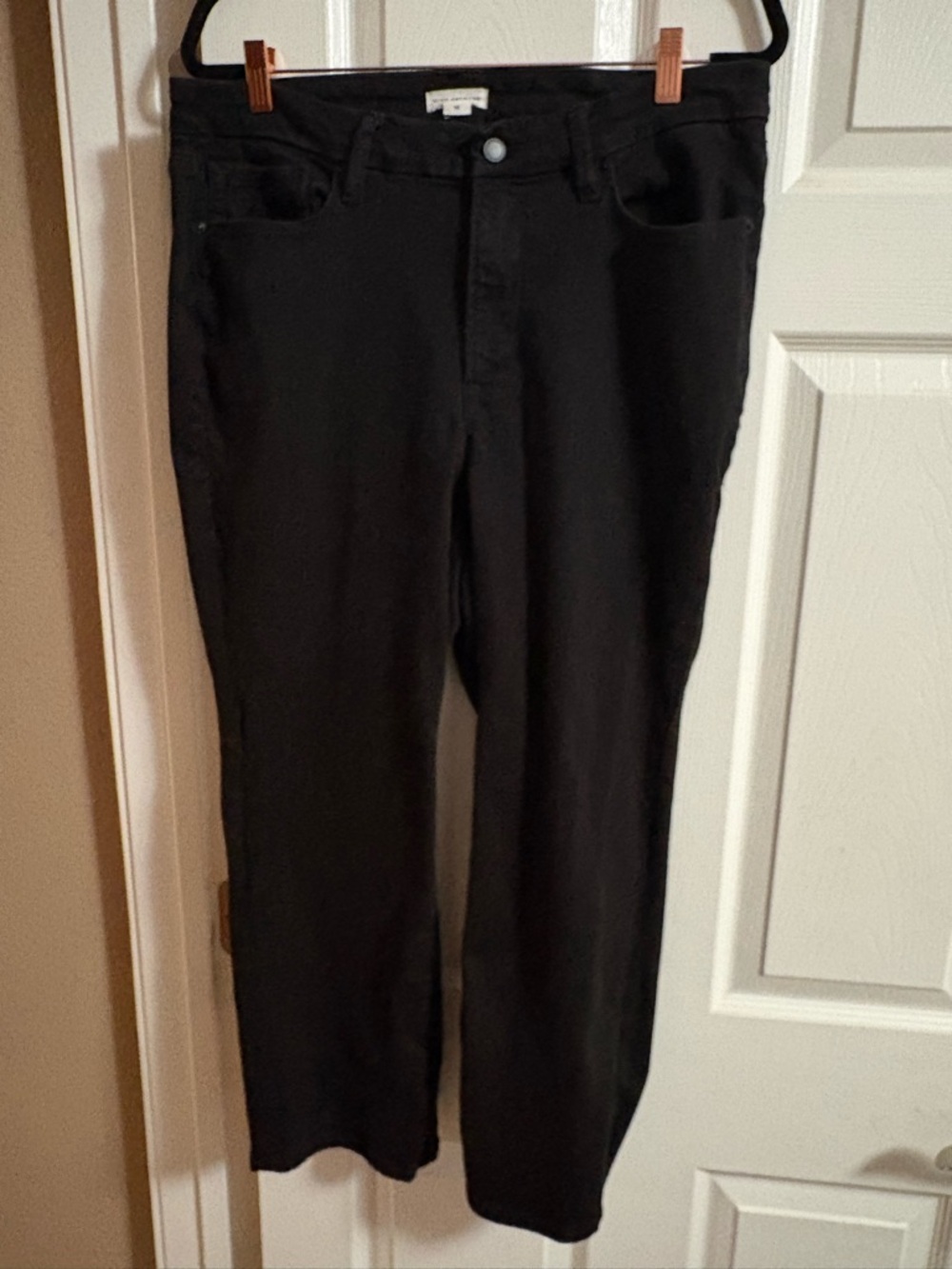 Good American black denim jeans high waist straight leg cotton comfy stretch 16